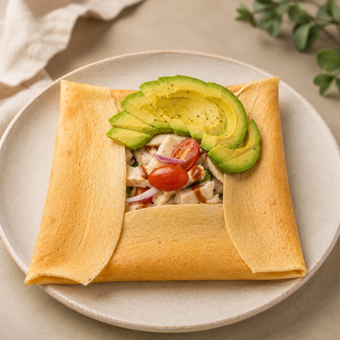 Avocado BBQ Chicken Crepe